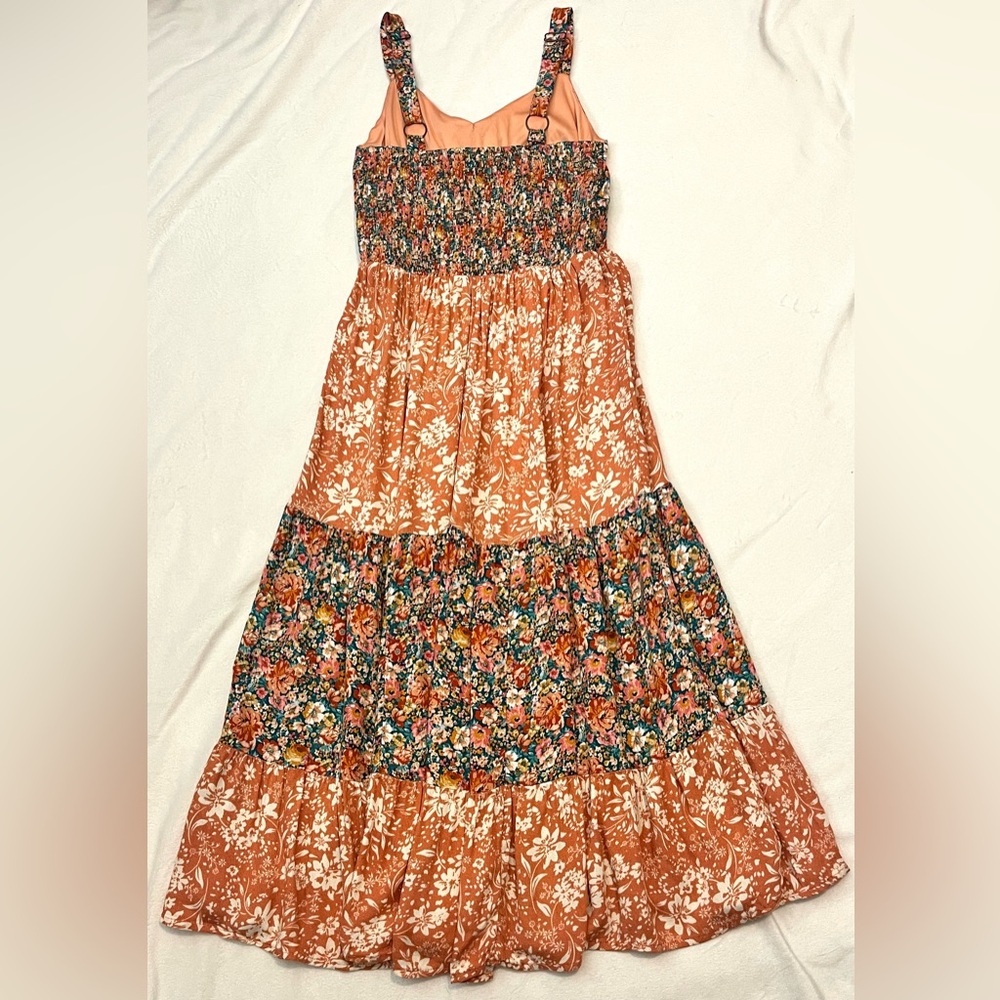 Maurices Bare Floral Patchwork Multicolor Coral Midi Dress Women’s XS - Picture 14 of 16
